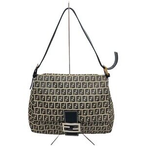 FENDI Zucchino Shoulder Bag Mamma Bucket Handbag Body Belt Crossbody Navy Blue